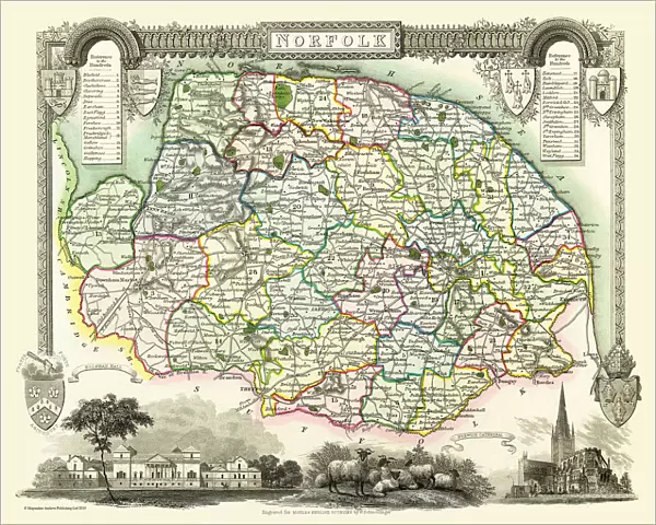 Old County Map of Norfolk 1836 by Thomas Moule