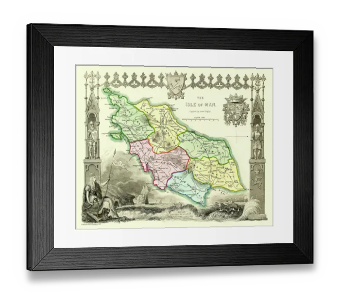 Framed Print : Old Map of The Isle of Man 1836 by Thomas Moule
