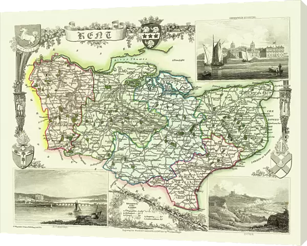 Old County Map of Kent 1836 by Thomas Moule