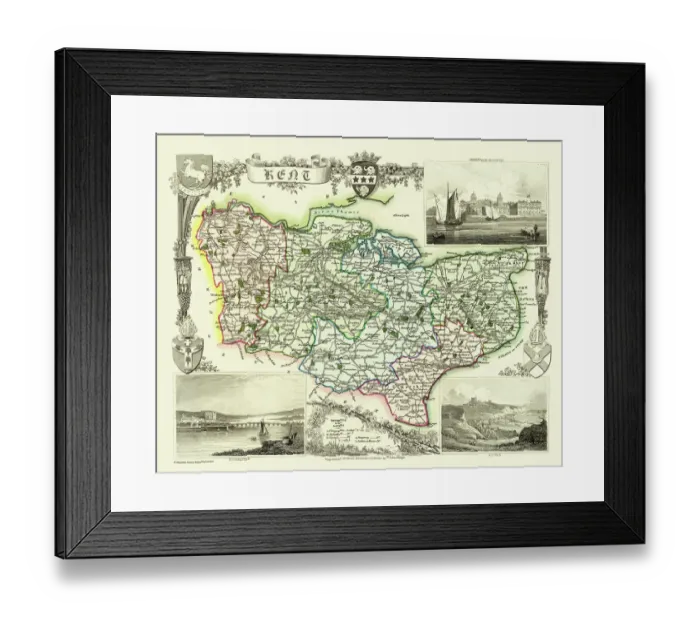 Framed Print : Old County Map of Kent 1836 by Thomas Moule Framed Print : Old County Map of Kent 1836 by Thomas Moule