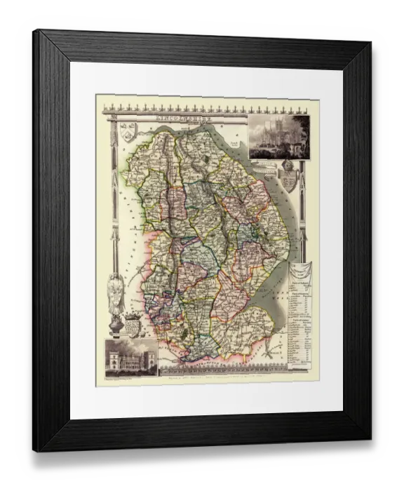 Framed Print : Old County Map of Lincolnshire 1836 by Thomas Moule