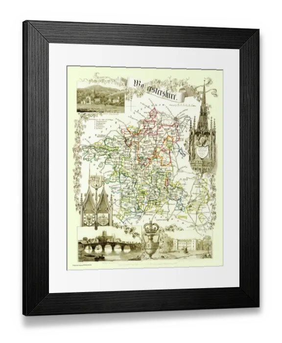 Framed Print : Old County Map of Worcestershire 1836 by Thomas Moule Framed Print : Old County Map of Worcestershire 1836 by Thomas Moule