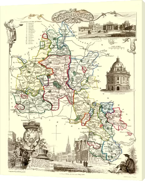 Old County Map of Oxfordshire 1836 by Thomas Moule