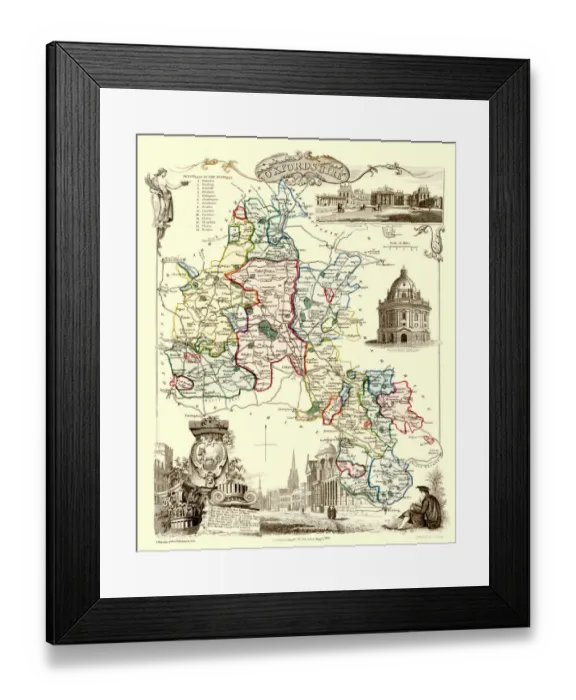 Framed Print : Old County Map of Oxfordshire 1836 by Thomas Moule Framed Print : Old County Map of Oxfordshire 1836 by Thomas Moule
