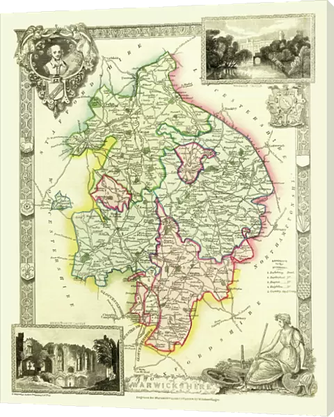 Old County Map of Warwickshire 1836 by Thomas Moule
