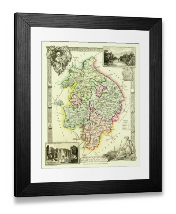 Framed Print : Old County Map of Warwickshire 1836 by Thomas Moule Framed Print : Old County Map of Warwickshire 1836 by Thomas Moule