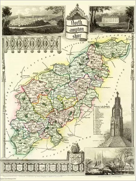 Old County Map of Northamptonshire 1836 by Thomas Moule