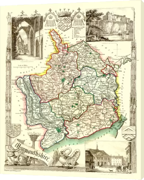 Old County Map of Monmouthshire 1836 by Thomas Moule