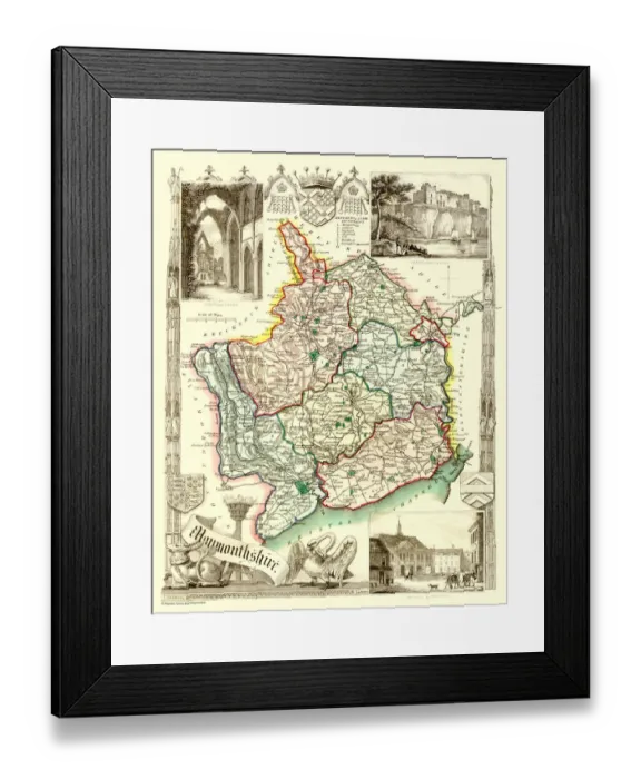 Framed Print : Old County Map of Monmouthshire 1836 by Thomas Moule Framed Print : Old County Map of Monmouthshire 1836 by Thomas Moule