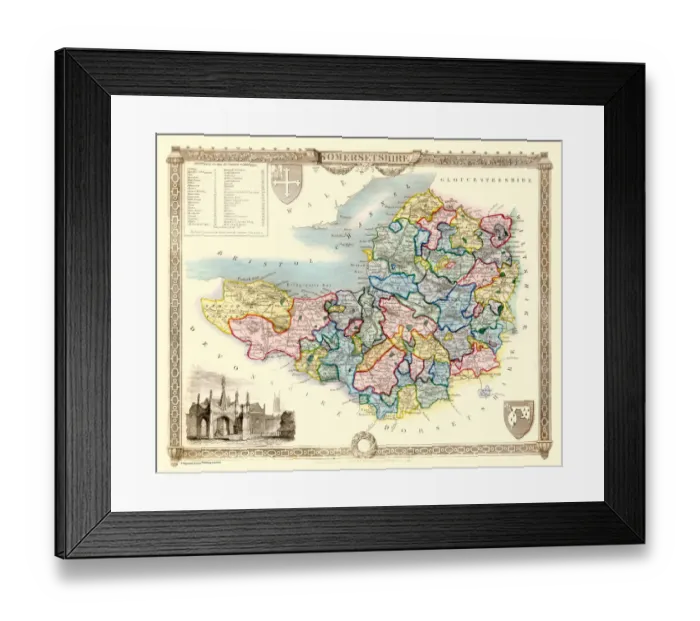 Framed Print : Old County Map of Somersetshire 1836 by Thomas Moule Framed Print : Old County Map of Somersetshire 1836 by Thomas Moule