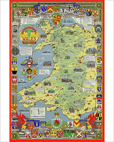 Pictorial History Map of Wales and Monmouth 1966