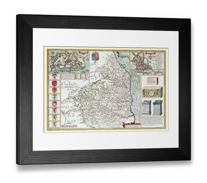 Framed Print : Old County Map of Northumberland 1611 by John Speed