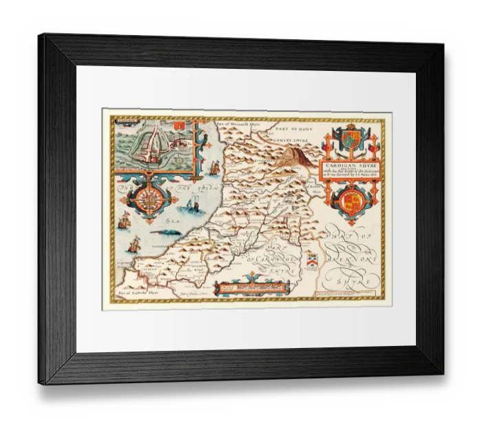 Framed Print : Old County Map of Cardiganshire 1611 by John Speed