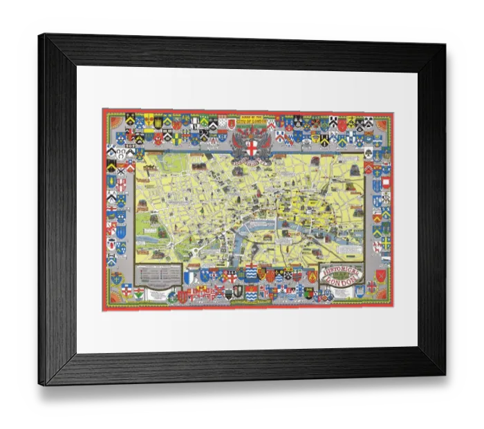 Framed Print : Pictorial History Map of London 1971 Framed Print : Pictorial History Map of London 1971