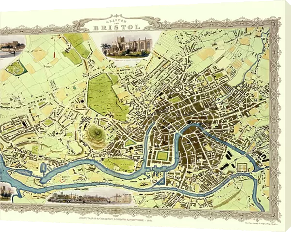 Old Map of Bristol 1851 by John Tallis