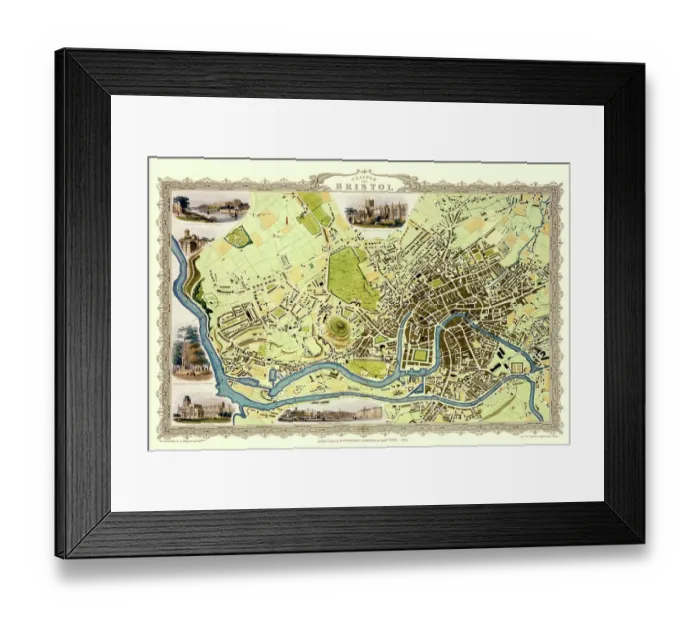 Framed Print : Old Map of Bristol 1851 by John Tallis Framed Print : Old Map of Bristol 1851 by John Tallis