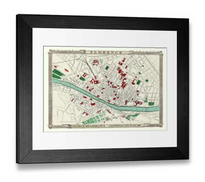 Framed Print : George Bradshaws Plan of Florence, Italy 1896 Framed Print : George Bradshaws Plan of Florence, Italy 1896