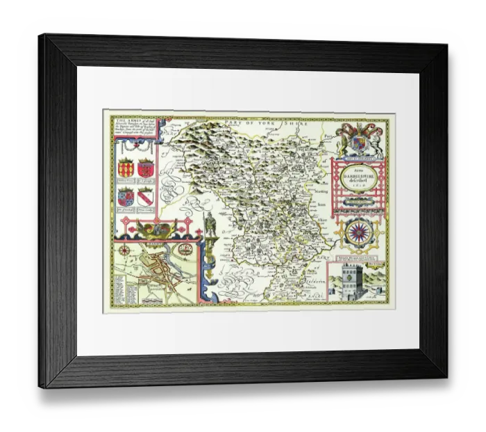 Framed Print : Old County Map of Derbyshire 1611 by John Speed Framed Print : Old County Map of Derbyshire 1611 by John Speed