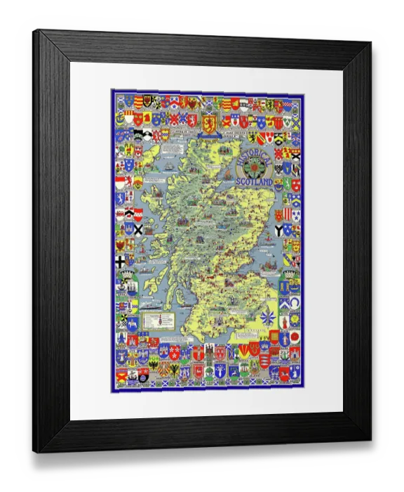 Framed Print : Pictorial History Map of Scotland 1963 Framed Print : Pictorial History Map of Scotland 1963
