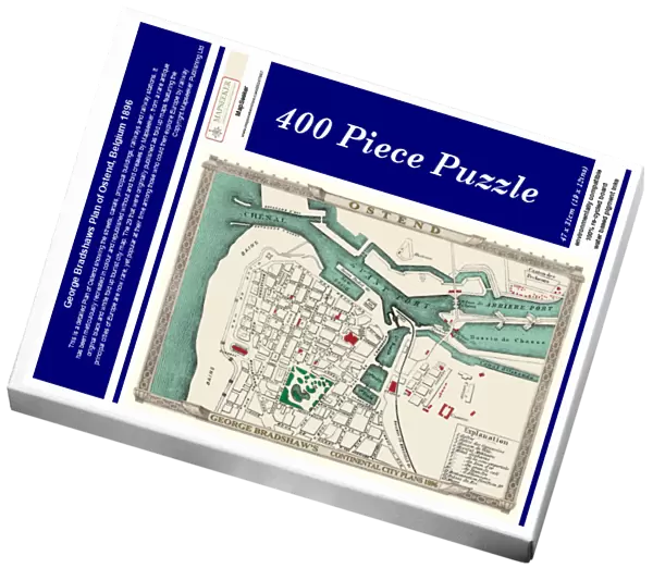 George Bradshaws Plan of Ostend, Belgium 1896