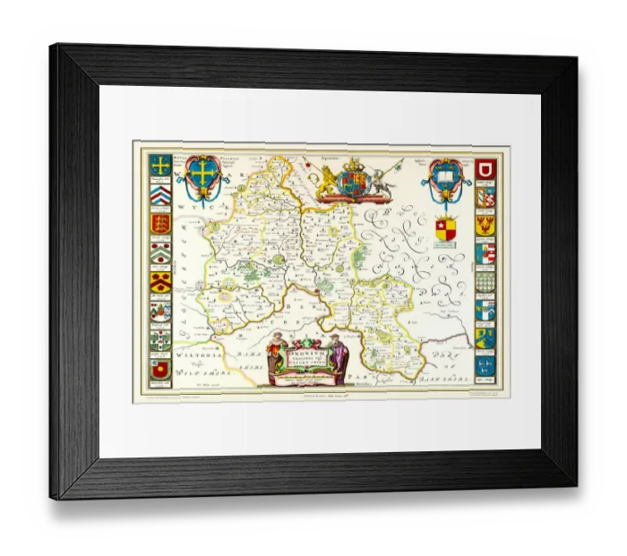 Framed Print : Old County Map of Oxfordshire 1648 by Johan Blaeu from the Atlas Novus Framed Print : Old County Map of Oxfordshire 1648 by Johan Blaeu from the Atlas Novus