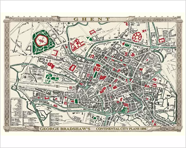 George Bradshaws Plan of Ghent, Belgium1896