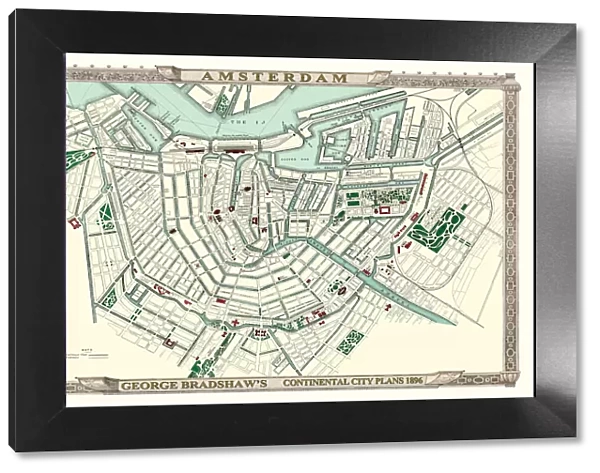 George Bradshaws Plan of Amsterdam, Holland 1896
