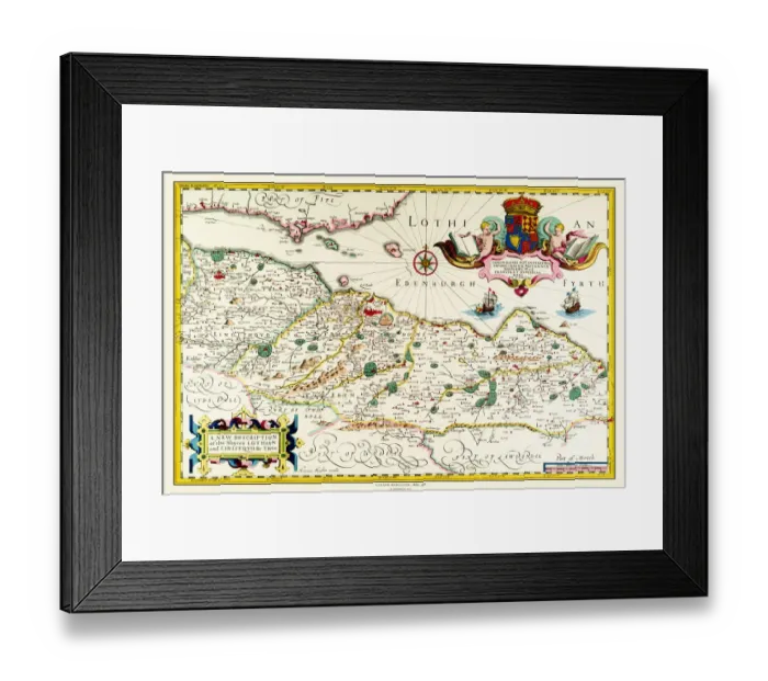 Framed Print : Old Map of Lothian - Scottish Lowlands by Johan Blaeu from the Atlas Novus Framed Print : Old Map of Lothian - Scottish Lowlands by Johan Blaeu from the Atlas Novus