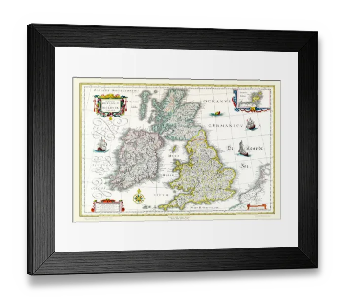 Framed Print : Old Map of The British Isles 1635 by Willem & Johan Blaeu from the Theatrum Orbis Terrarum Framed Print : Old Map of The British Isles 1635 by Willem & Johan Blaeu from the Theatrum Orbis Terrarum