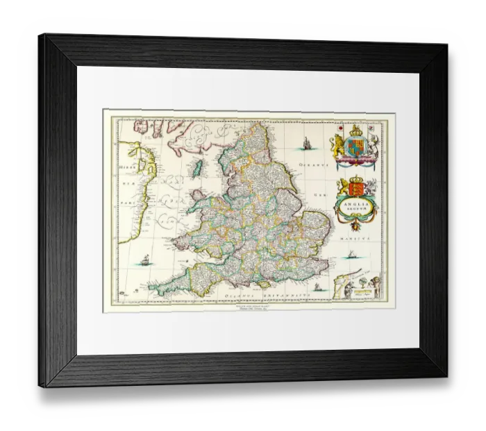 Framed Print : Old Map of England 1635 by Willem & Johan Blaeu from the Theatrum Orbis Terrarum Framed Print : Old Map of England 1635 by Willem & Johan Blaeu from the Theatrum Orbis Terrarum