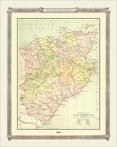 Old Map of the County of Caithness from the Philips Handy Atlas of 1882