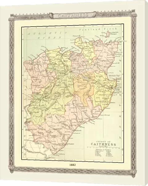 Old Map of the County of Caithness from the Philips Handy Atlas of 1882