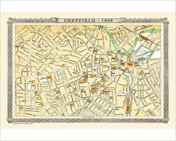 Old Map of Sheffield 1898 from the Royal Atlas by Bartholomew