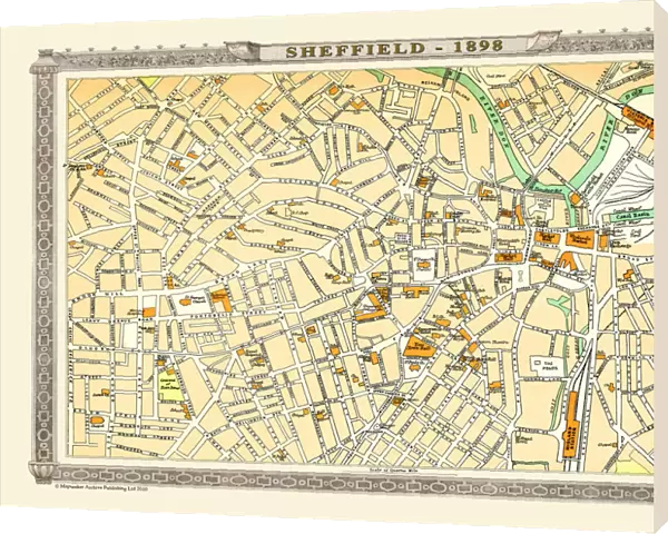 Old Map of Sheffield 1898 from the Royal Atlas by Bartholomew