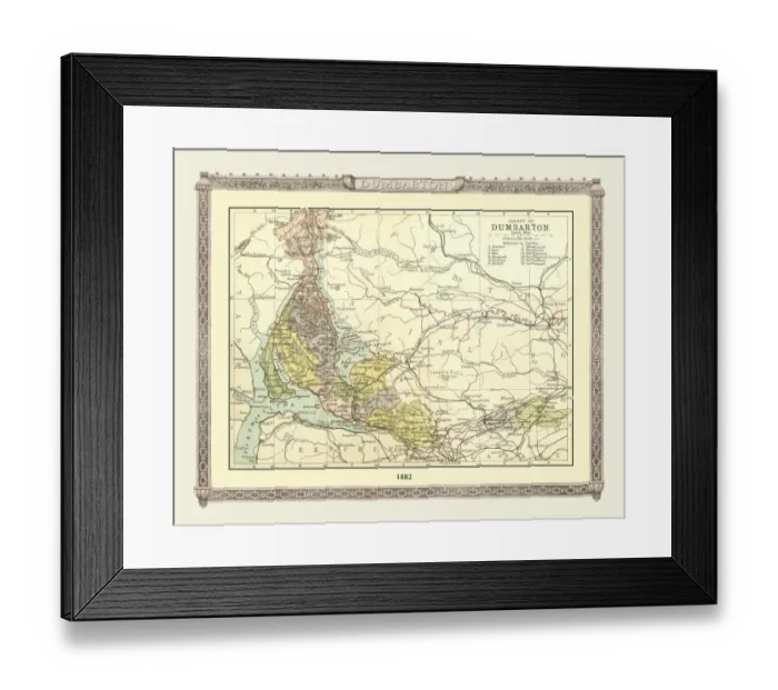 Framed Print : Old Map of the County of Dumbarton from the Philips Handy Atlas of 1882 Framed Print : Old Map of the County of Dumbarton from the Philips Handy Atlas of 1882