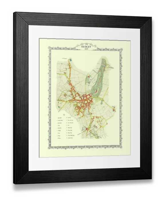 Framed Print : Old Map of Dudley 1835 Framed Print : Old Map of Dudley 1835