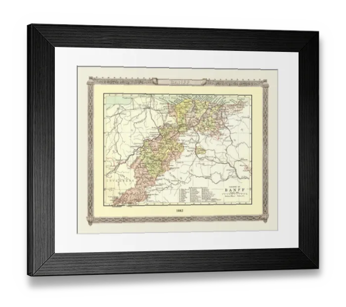 Framed Print : Old Map of the County of Banff from the Philips Handy Atlas of 1882