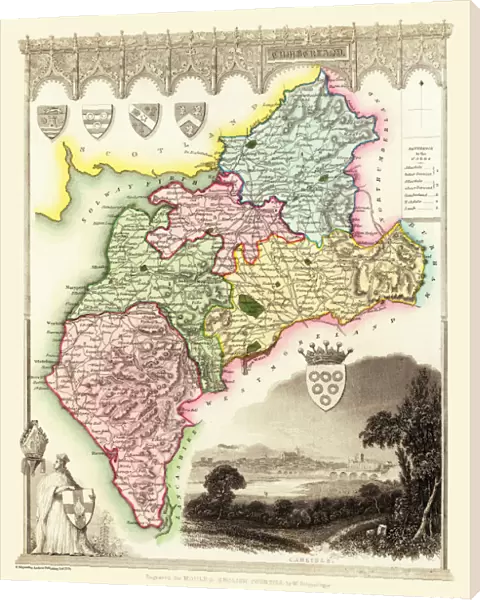 Old County Map of Cumberland 1836 by Thomas Moule