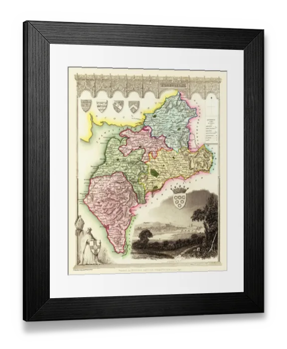Framed Print : Old County Map of Cumberland 1836 by Thomas Moule