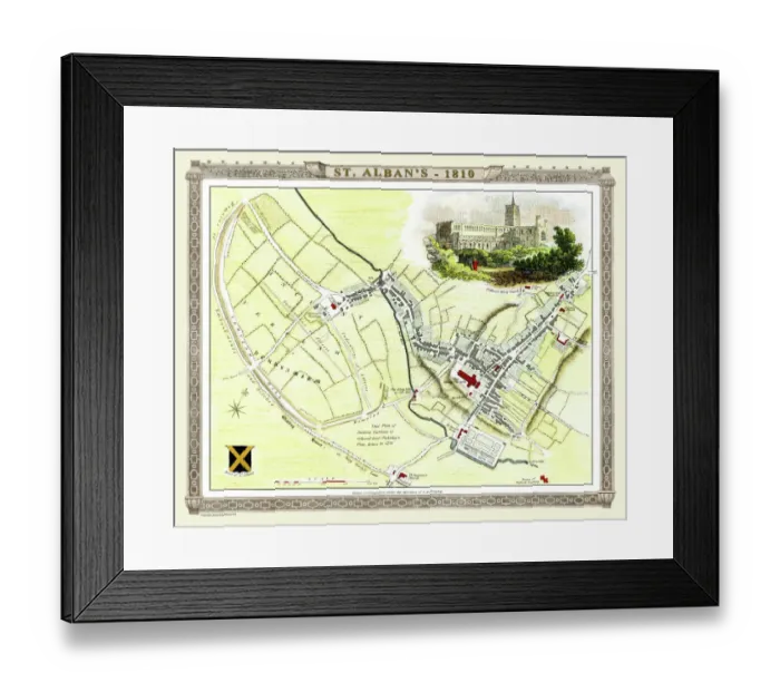 Framed Print : Old Map of St Albans 1810 by Cole and Roper Framed Print : Old Map of St Albans 1810 by Cole and Roper
