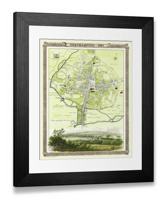 Framed Print : Old Map of Northampton 1807 by Cole and Roper Framed Print : Old Map of Northampton 1807 by Cole and Roper