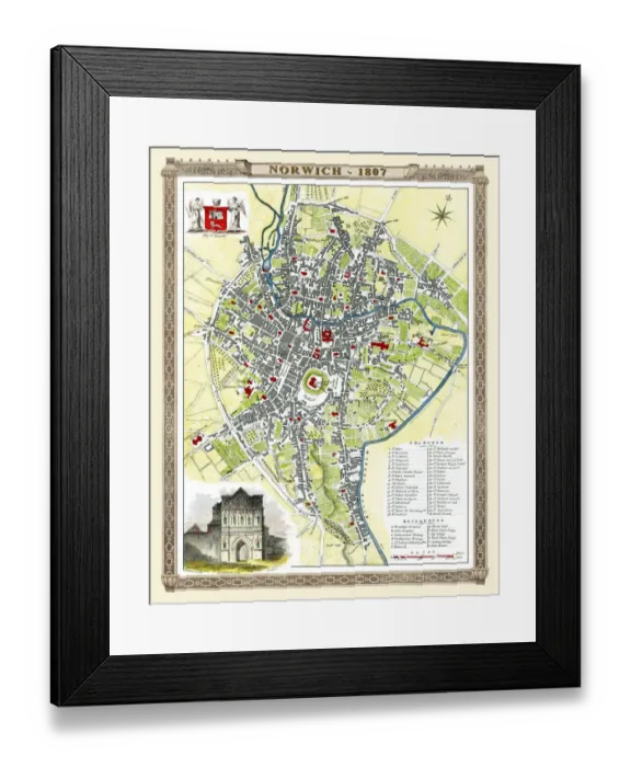 Framed Print : Old Map of Norwich 1807 by Cole and Roper Framed Print : Old Map of Norwich 1807 by Cole and Roper