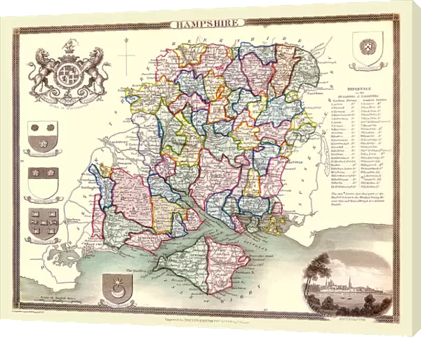 Old County Map of Hampshire 1836 by Thomas Moule