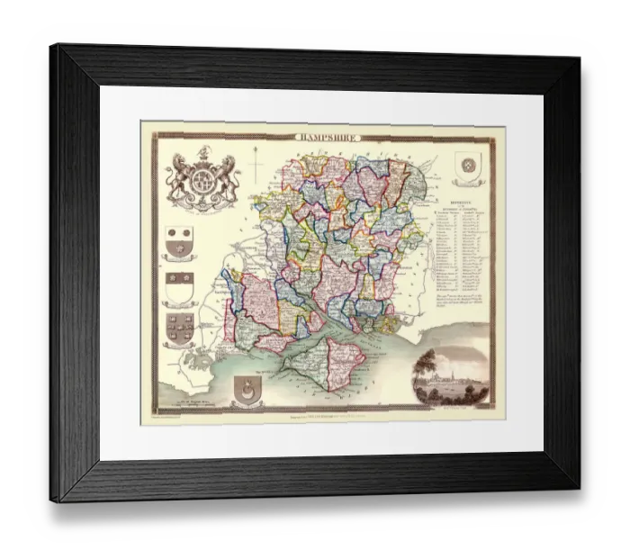 Framed Print : Old County Map of Hampshire 1836 by Thomas Moule Framed Print : Old County Map of Hampshire 1836 by Thomas Moule