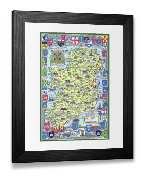 Framed Print : Pictorial History Map of Ireland 1963 Framed Print : Pictorial History Map of Ireland 1963