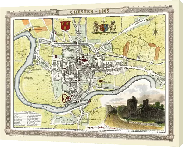 Old Map of Chester 1805 by Cole and Roper