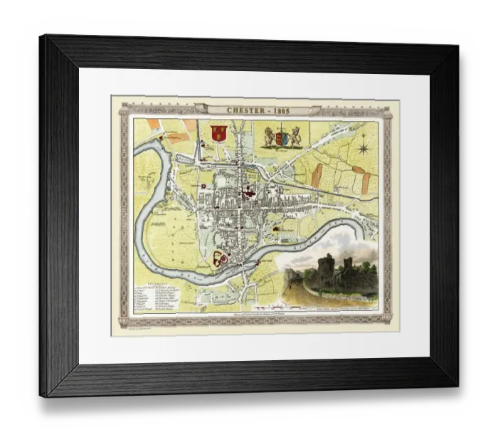 Framed Print : Old Map of Chester 1805 by Cole and Roper Framed Print : Old Map of Chester 1805 by Cole and Roper