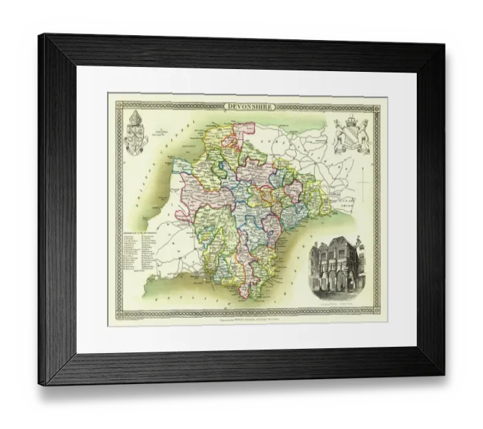 Framed Print : Old County Map of Devonshire 1836 by Thomas Moule Framed Print : Old County Map of Devonshire 1836 by Thomas Moule