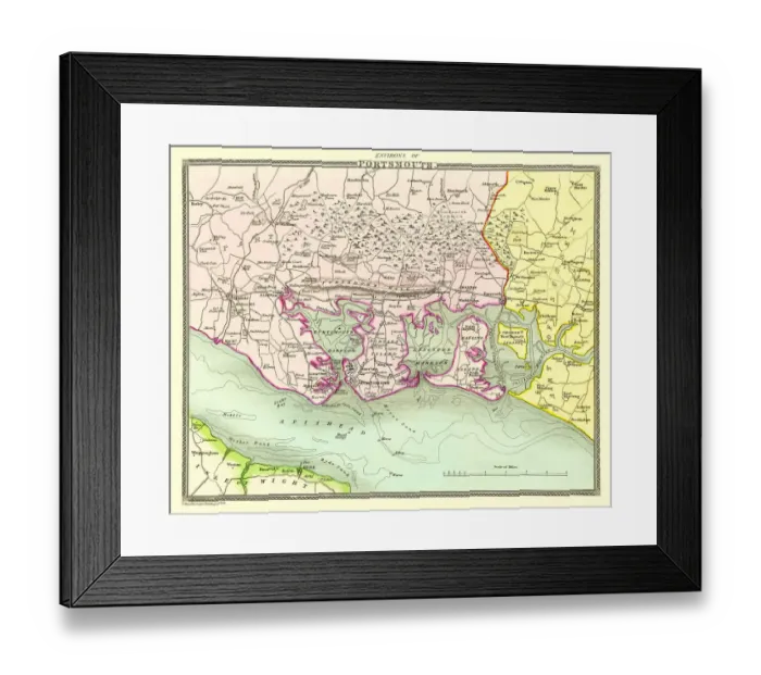Framed Print : Old Map of the Environs of Portsmouth 1836 by Thomas Moule Framed Print : Old Map of the Environs of Portsmouth 1836 by Thomas Moule