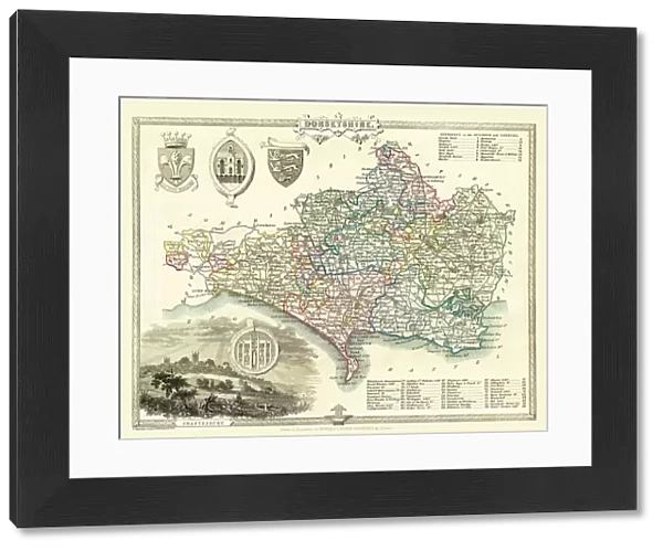 Old County Map of Dorsetshire 1836 by Thomas Moule